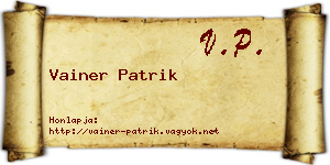 Vainer Patrik névjegykártya